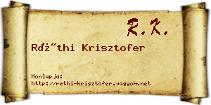 Réthi Krisztofer névjegykártya